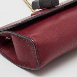 Gucci Burgundy Leather Miss Bamboo Tassel Shoulder Bag