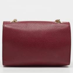 Gucci Burgundy Leather Miss Bamboo Tassel Shoulder Bag