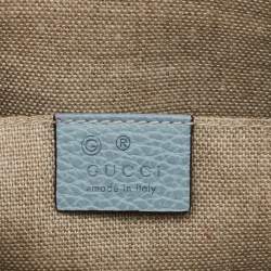 Pre Owned Gucci Light Blue Leather Bamboo Tassel Clutch