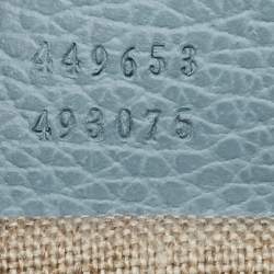 Pre Owned Gucci Light Blue Leather Bamboo Tassel Clutch