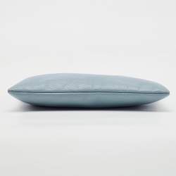 Pre Owned Gucci Light Blue Leather Bamboo Tassel Clutch