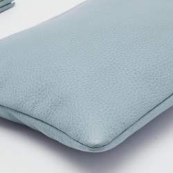 Pre Owned Gucci Light Blue Leather Bamboo Tassel Clutch