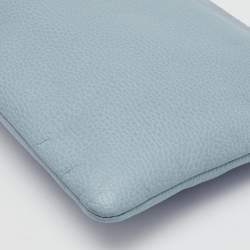 Pre Owned Gucci Light Blue Leather Bamboo Tassel Clutch