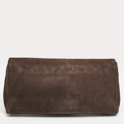 Gucci Dark Brown Nubuck Leather Ribot Horse Head Clutch