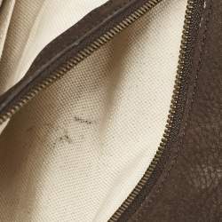 Gucci Dark Brown Nubuck Leather Ribot Horse Head Clutch
