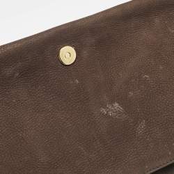 Gucci Dark Brown Nubuck Leather Ribot Horse Head Clutch