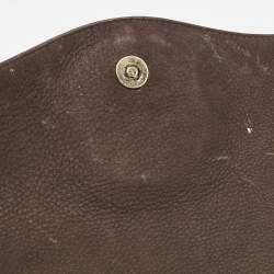 Gucci Dark Brown Nubuck Leather Ribot Horse Head Clutch