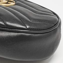 Gucci Black Matelassé Leather Mini GG Marmont Belt Bag