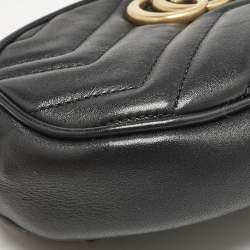 Gucci Black Matelassé Leather Mini GG Marmont Belt Bag