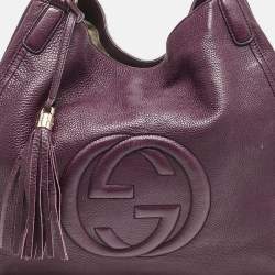 Pre Owned Gucci Burgundy Leather Large Soho Shopper Tote