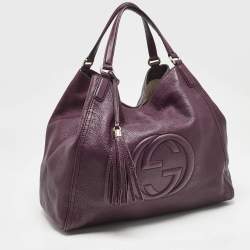 Pre Owned Gucci Burgundy Leather Large Soho Shopper Tote