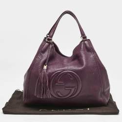 Pre Owned Gucci Burgundy Leather Large Soho Shopper Tote