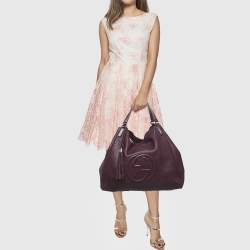 Pre Owned Gucci Burgundy Leather Large Soho Shopper Tote