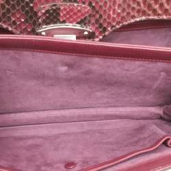 Gucci Burgundy Python Lady Lock Briefcase Clutch