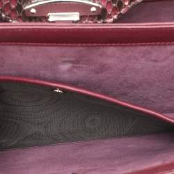 Gucci Burgundy Python Lady Lock Briefcase Clutch