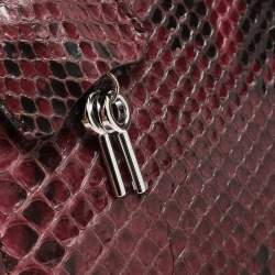 Gucci Burgundy Python Lady Lock Briefcase Clutch