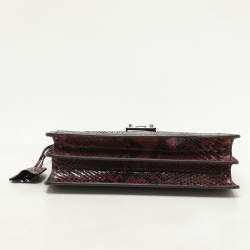 Gucci Burgundy Python Lady Lock Briefcase Clutch