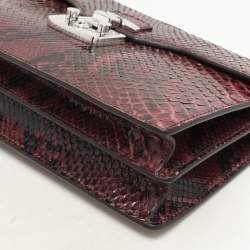 Gucci Burgundy Python Lady Lock Briefcase Clutch
