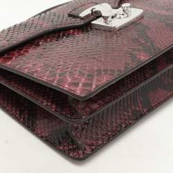 Gucci Burgundy Python Lady Lock Briefcase Clutch