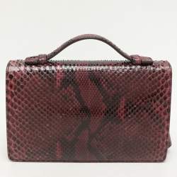 Gucci Burgundy Python Lady Lock Briefcase Clutch