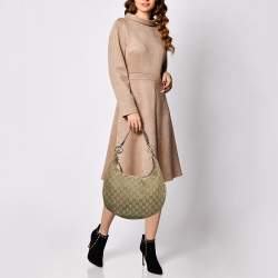Pre Owned Gucci Beige/Brown GG Canvas and Leather Medium GG Twins Hobo