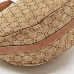 Pre Owned Gucci Beige/Brown GG Canvas and Leather Medium GG Twins Hobo