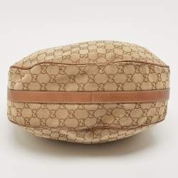 Pre Owned Gucci Beige/Brown GG Canvas and Leather Medium GG Twins Hobo