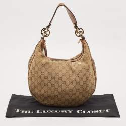 Pre Owned Gucci Beige/Brown GG Canvas and Leather Medium GG Twins Hobo