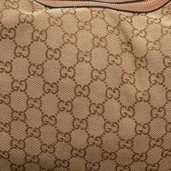 Pre Owned Gucci Beige/Brown GG Canvas and Leather Medium GG Twins Hobo