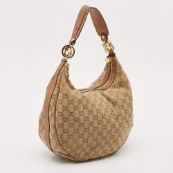 Pre Owned Gucci Beige/Brown GG Canvas and Leather Medium GG Twins Hobo