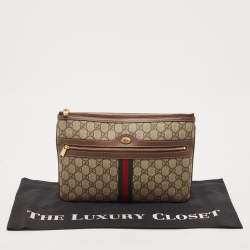 Gucci Brown/Beige GG Supreme Canvas Ophidia Pouch