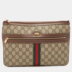 Gucci Brown/Beige GG Supreme Canvas Ophidia Pouch