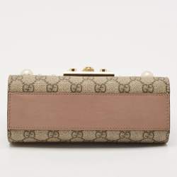 Gucci Beige GG Supreme Canvas and Leather Small Padlock Shoulder Bag