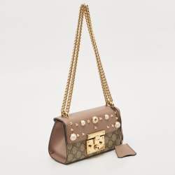 Gucci Beige GG Supreme Canvas and Leather Small Padlock Shoulder Bag