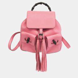 Gucci Pink Leather Bamboo Backpack