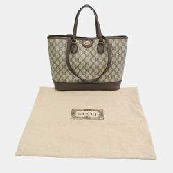 Gucci Beige GG Supreme Leather Double G Medium Tote Bag