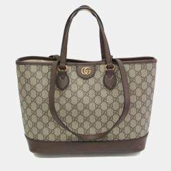 Gucci Beige GG Supreme Leather Double G Medium Tote Bag