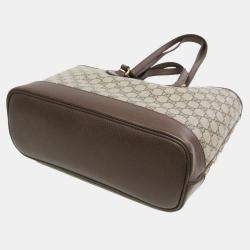Gucci Beige GG Supreme Leather Double G Medium Tote Bag