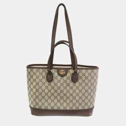 Gucci Beige GG Supreme Leather Double G Medium Tote Bag