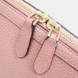 Pre Owned Gucci Light Pink Leather GG Charm Shoulder Bag