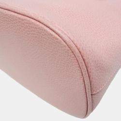 Pre Owned Gucci Light Pink Leather GG Charm Shoulder Bag