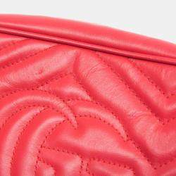 Gucci Red Leather GG Marmont Small Camera Shoulder Bag