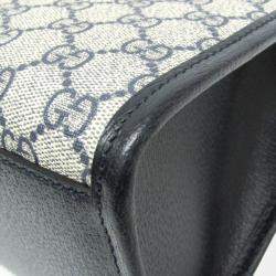 Gucci Beige Navy Leather PVC GG Shoulder Bag