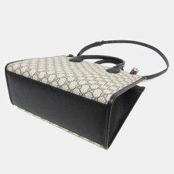 Gucci Beige Navy Leather PVC GG Shoulder Bag