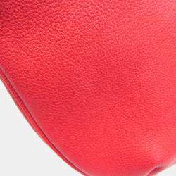 Gucci Red Leather Gucci Logo Half Moon Hobo Bag