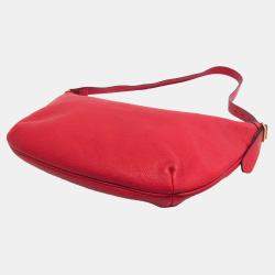 Gucci Red Leather Gucci Logo Half Moon Hobo Bag