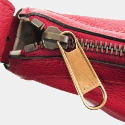Gucci Red Leather Gucci Logo Half Moon Hobo Bag