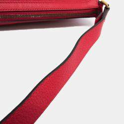 Gucci Red Leather Gucci Logo Half Moon Hobo Bag