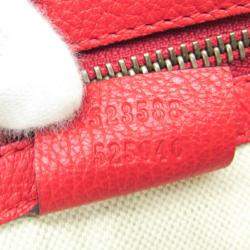 Gucci Red Leather Gucci Logo Half Moon Hobo Bag