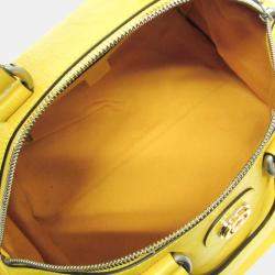 Gucci Yellow Leather Interlocking G Boston Bag